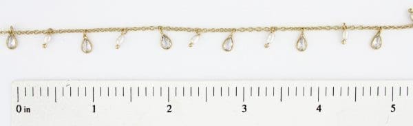 CZ Teardrop Alternating Rice Pearl Dangle