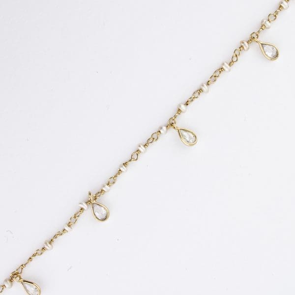 Mini Pearl 2mm- X1 plus CZ Teardrop Dangle