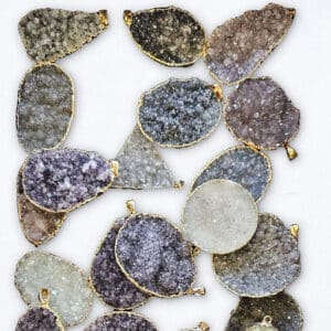 Amethyst and Quartz Druzy Pendants